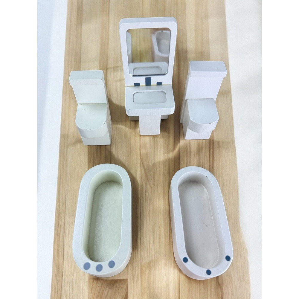 Pottery Barn Kids Dollhouse Furniture Lot – Bathroom, Living Room & Kitchen